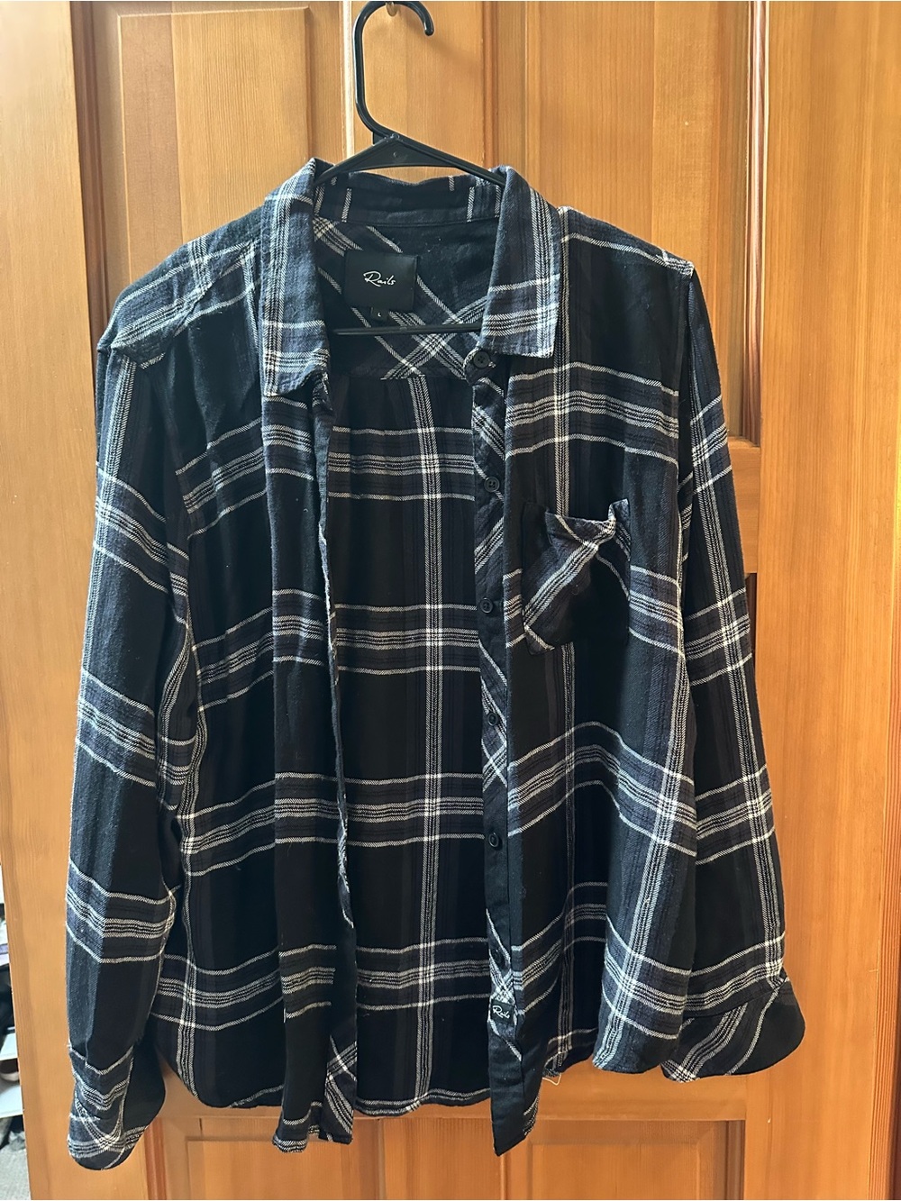 Rails Black Plaid Long-Sleeve Shirt for Women L